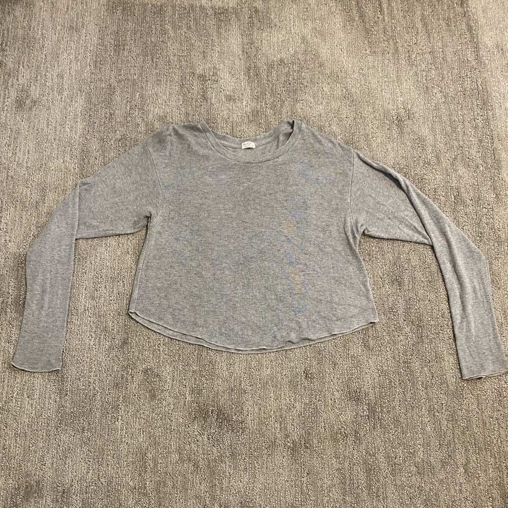 Cropped Ribbed Gray along Sleeve | Brandy Melville